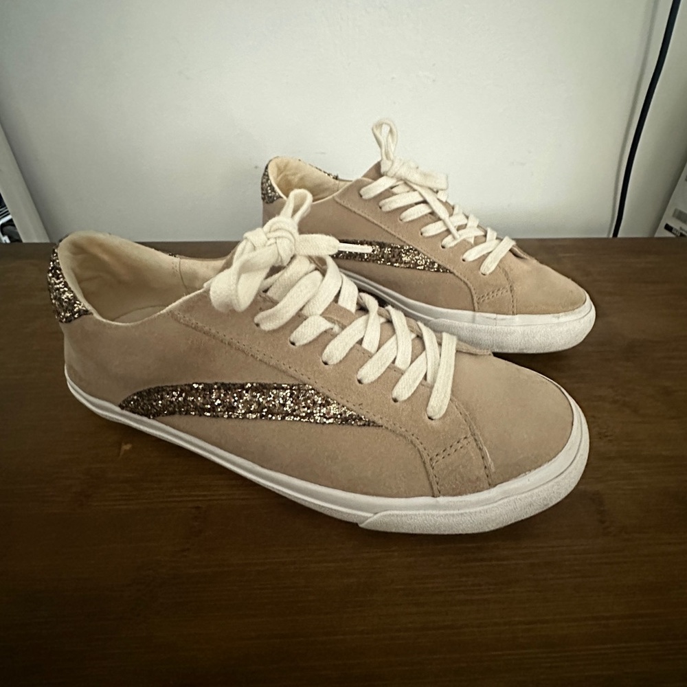 Madewell Sidewalk Sneaker sparkly tan size 8.5